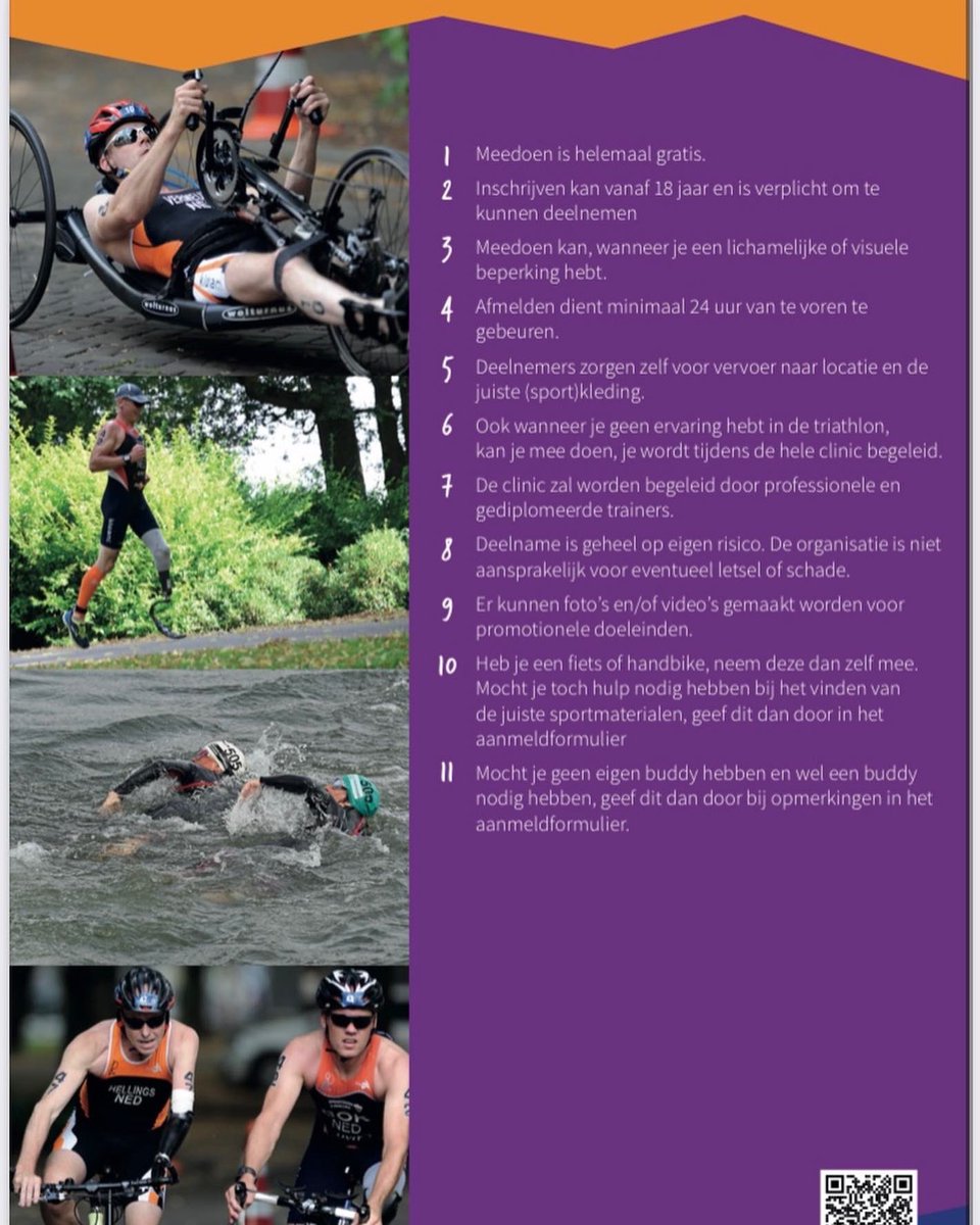 Nationale Paratriathlon kennismakingsdag op donderdag 28 juli in Hoensbroek! Check de flyer voor meer informatie, en trek aan de bel bij vragen!