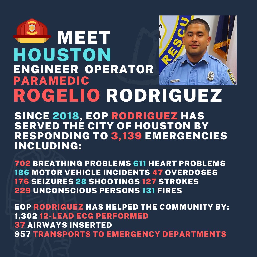 In honor of #NationalEMSWeek we would like to recognize Engineer Operator-Paramedic Rogelio Rodriguez. <a href="/HoustonFire/">Houston Fire Dept</a> thanks him for his dedicated service! @FireChiefofHFD #EMSWeek2022 #EMSWeek