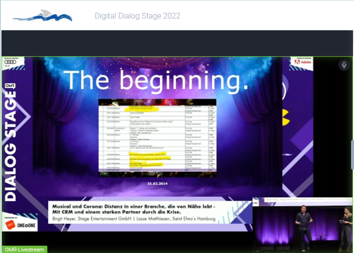 ONEtoONE_de's tweet photo. "Musical und Corona: Distanz in einer Branche, die von Nähe lebt" Interessante Insights von @MatthiesenLasse @SaintElmos & @Birgit Heyer @StageGermany wie man mit #CRM durch die Krise kommt.
Hier live und Präsis runterladen: https://t.co/UjrNkF6PQb
#OMR2022 #Dialogstage #OMR22 https://t.co/OfPwAQ9krm