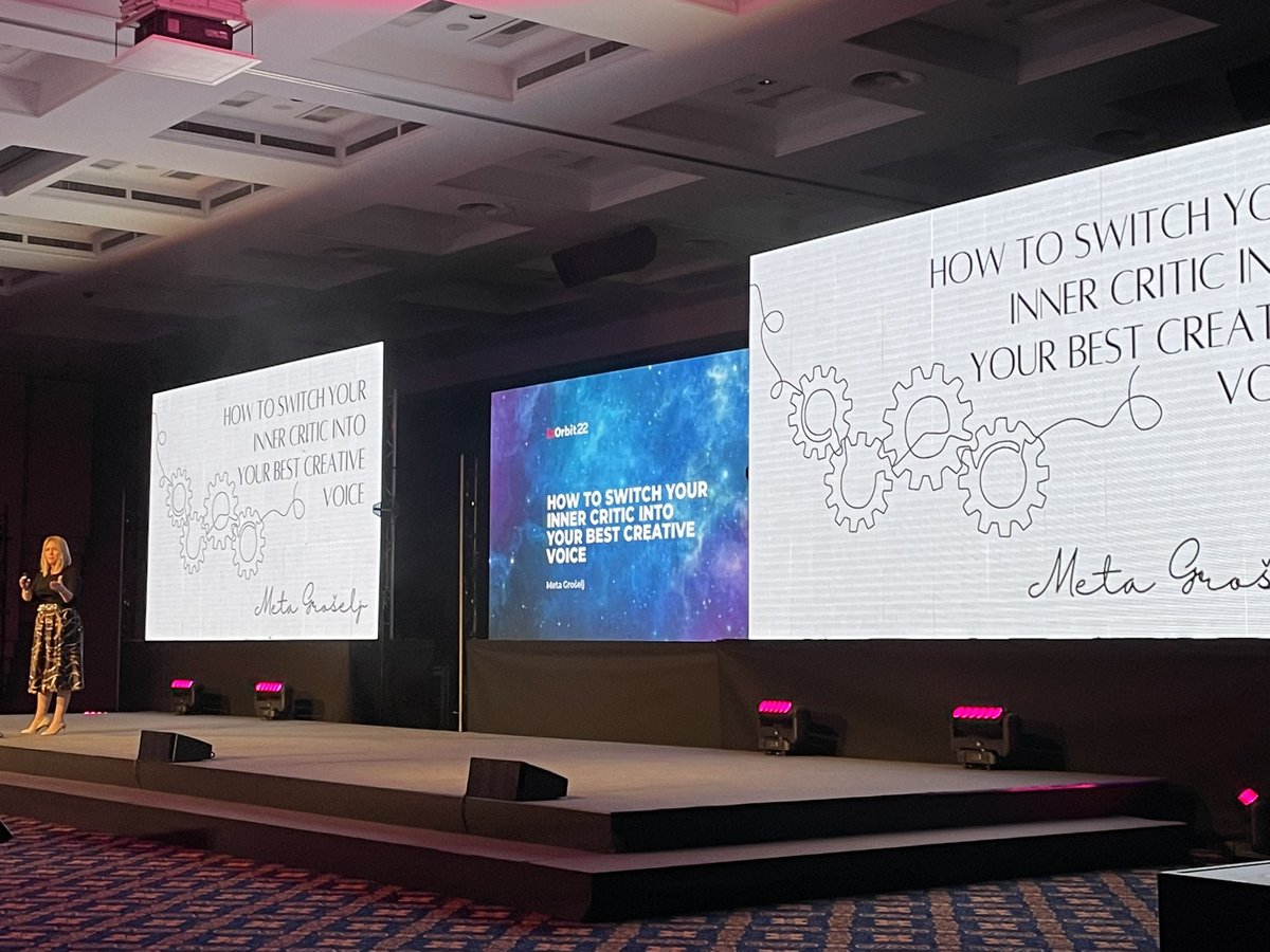 From serving to DEserving. Thank you <a href="/MetaKozjek/">Meta Groselj</a> for great and inspiring speach! Another great day at #inOrbit22 ! ✨✨✨ <a href="/red_orbit/">Red Orbit</a> 🙏