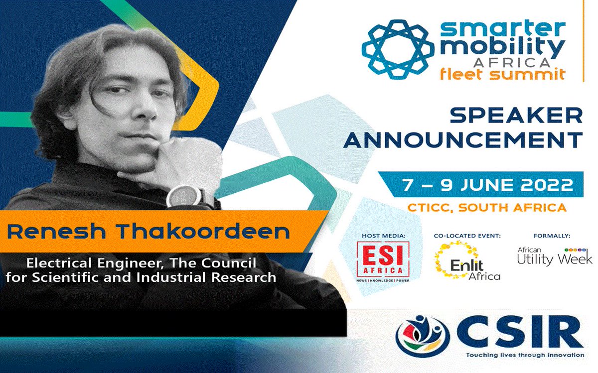 Join #CSIR Electrical Engineer Renesh Thakoordeen as he moderates the panel “Open Dialogue: EV’s, Batteries and Charging Infrastructure” taking place on 7 – 9 June 2022. To be part of this conversation, register at a discounted rate: wp.me/Pb60V8-9ki