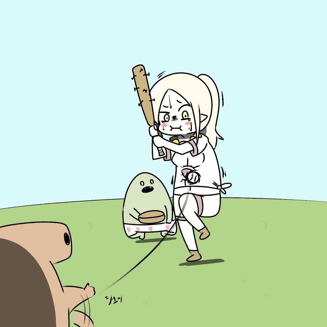 「エルフと海獣による野球回 」|Mr.Aのイラスト