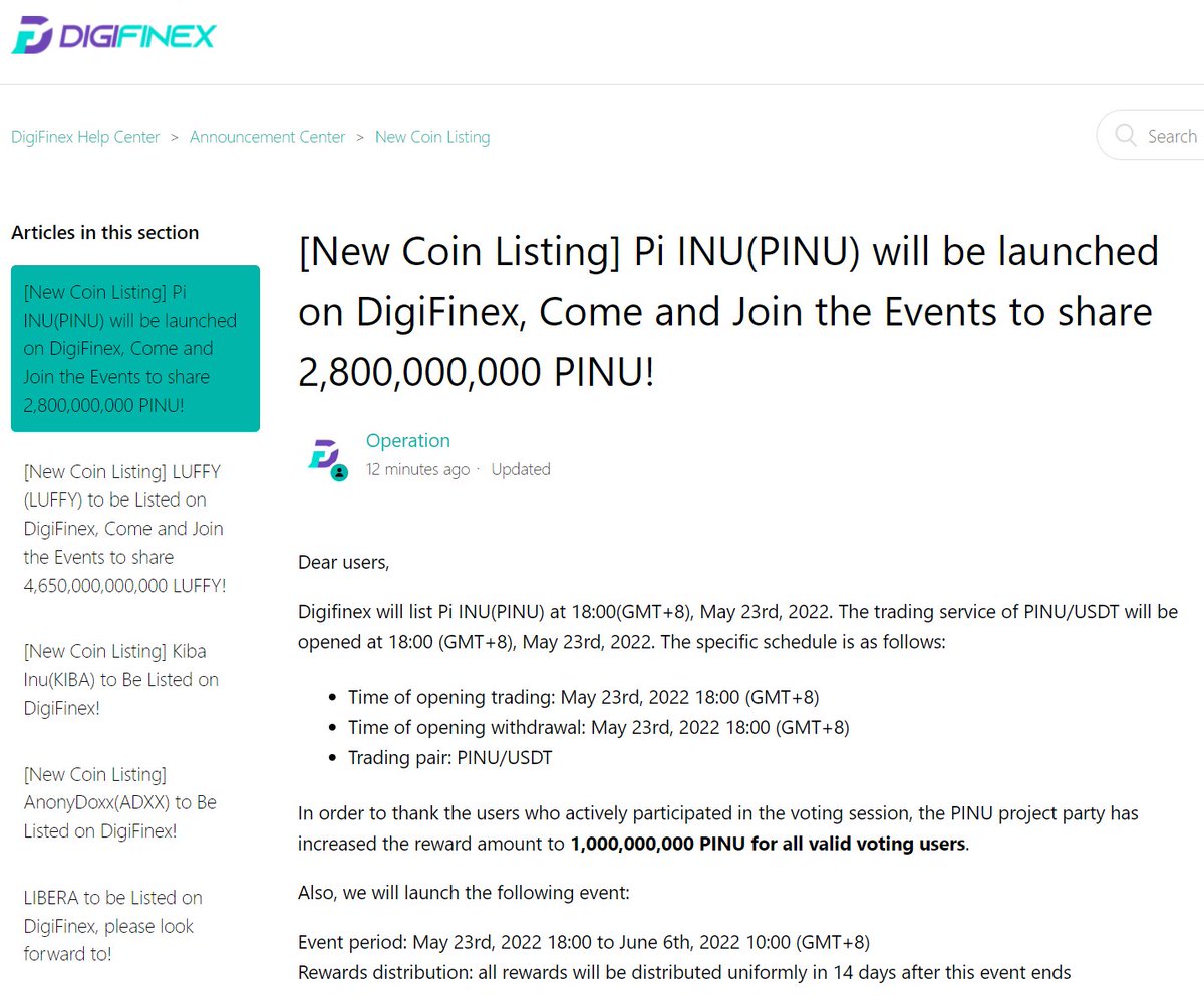 Pi_INU_Token's tweet photo. Listing Announcement

the Pi INU is listed on Digifinex!

1. The reward to those who participated in the listing voting has been increased to 1 billion PINU.

2. Don't miss the 1.8 billion PINU airdrop, follow &amp; retweet event to commemorate the listing!

https://t.co/RMDjtK4UBC https://t.co/HVUUCqLPsk