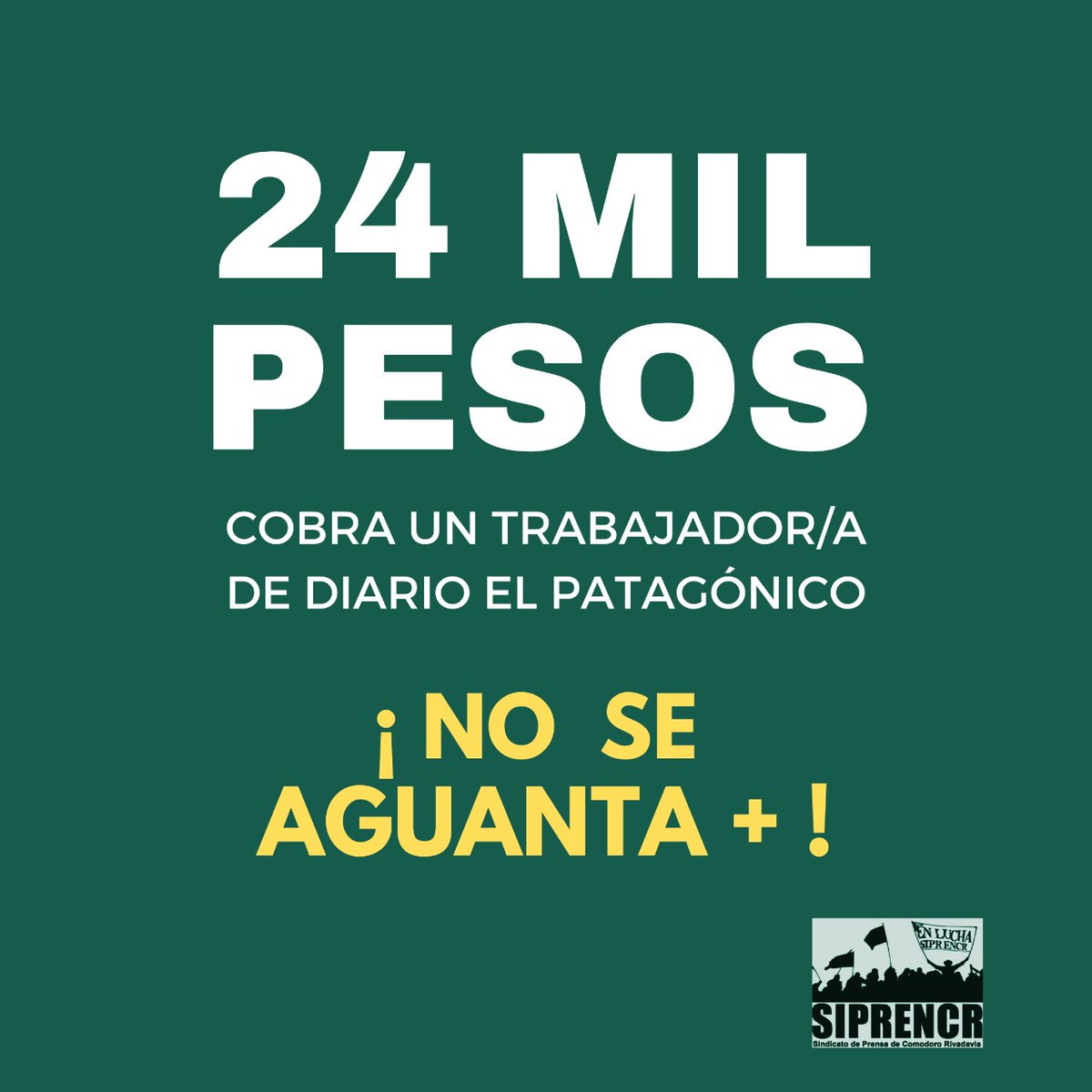 ⚠️EN PRENSA #ELSUELDONOALCANZA
Reclamamos por salarios dignos acordes a la canasta básica. 
En <a href="/elpatagonico/">El Patagónico</a> 
 <a href="/GrupoIndalo/">Grupo Indalo</a>
@prensac5n <a href="/Ambitocom/">Ámbito Financiero</a>
¡No se puede esperar más! 
¡RECOMPOSICIÓN SALARIAL YA!

#Siprencr #prensaenlucha