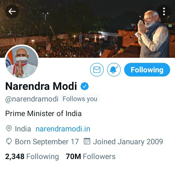 Tamrel143's tweet photo. सकाळी सकाळी सुखद धक्का बसला, चक्क मोदींजीच्या ट्विटर अकाउंट चे फॉलो बॅक आले...
धन्यवाद मोदीजी🖤🤞🏻🙏🏻
@narendramodi https://t.co/CB11aTV8uf