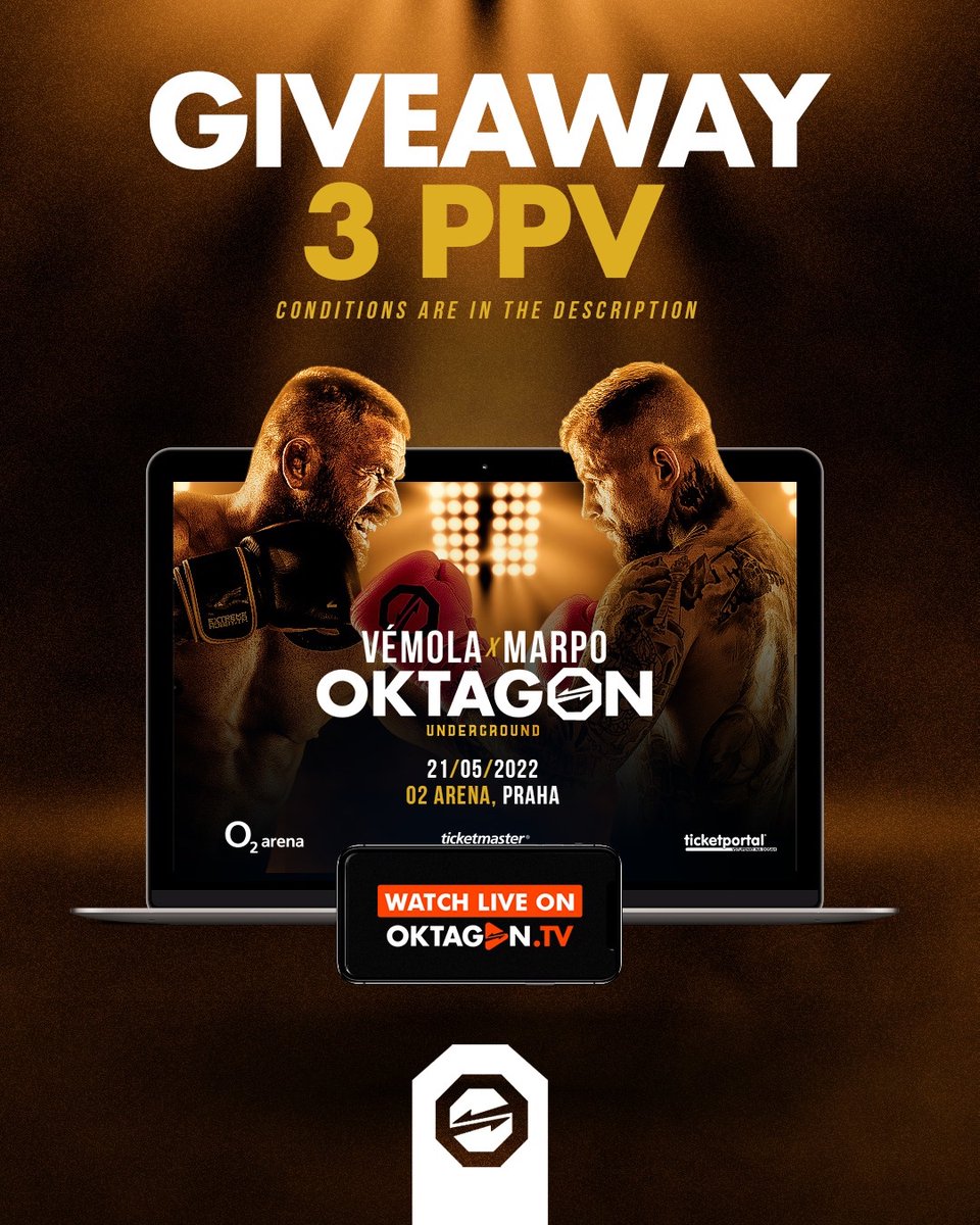 OktagonOfficial's tweet image. WOULD YOU LIKE TO WIN PPV? 🤩

The rules are simpler than ever, just follow these 3 steps:
🔴 Write, who do you think will win the main fight -&amp;gt; VÉMOLA or MARPO? 🥊
 🔴 Retweet this post 
 🔴 Follow this profile

We will tag 3 winners and send them the PPV on Friday 8 p.m.🗓