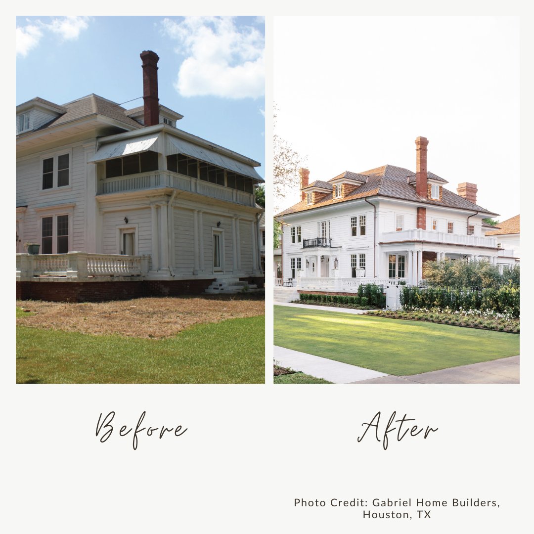 It’s National Home Remodeling Month, Sponsored by Westlake Royal Building Products. This week, we are featuring photos of whole house remodels. This renovation of a 1909 Houston home focused on honoring the past while updating the materials and layout. nahb.org/remodelingmonth