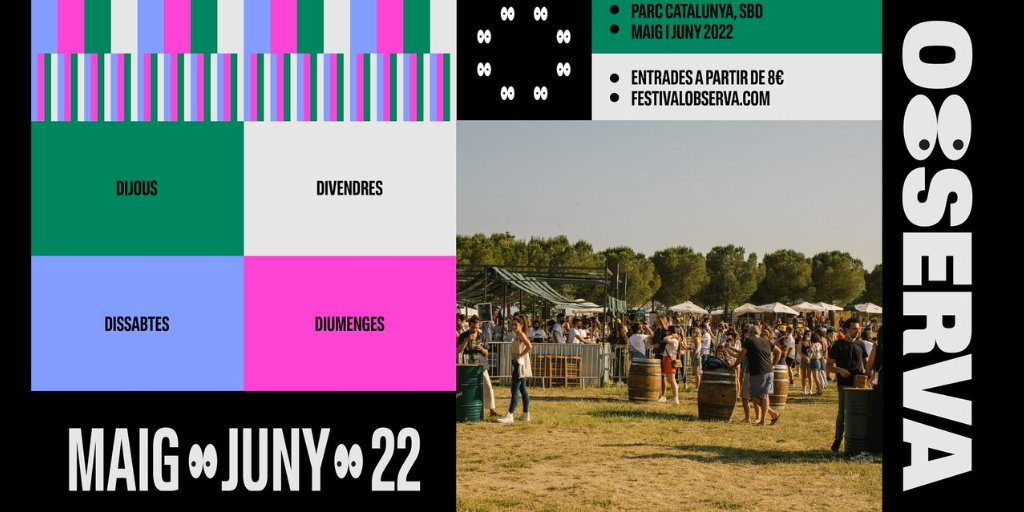 atrapalo's tweet photo. ¡Festival en #Barcelona! 📣
#ObservaFest un nuevo festival que llenará de música las tardes de verano ☀️
📆 26 de May - 19 de Jun
📍Amfiteatre del Parc Catalunya de Sabadell
Artistas confirmados👇🏼
🎟️ https://t.co/O7MkTO5gsK
#festival #musica #entradas #atrapalo https://t.co/ZBQicnqvdd