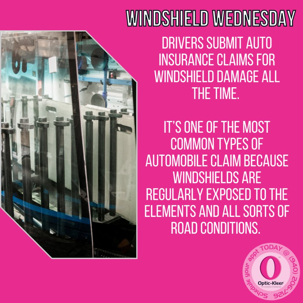 OpticKleerNWDFW's tweet photo. #WindshieldWednesday with #OpticKleerNorthwestDFW:
Drivers submit auto insurance claims for windshield damage all the time. It’s one of the most common types of automobile claim because windshields are regularly exposed to the elements and all sorts of road conditions. 
#Roanok https://t.co/IW9BXmqmCd