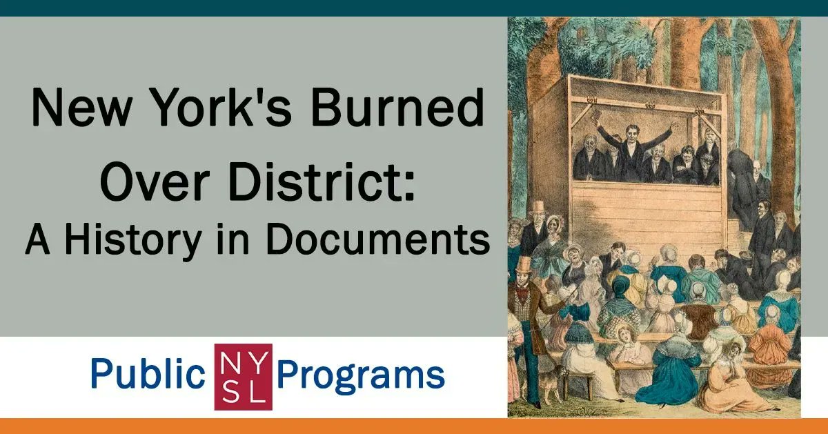 NYSLibrary's tweet photo. Join us 5/19 for "New York's Burned Over District: A History in Documents" presented by Jennifer Dorsey, Ph.D. More info & to reg: https://t.co/c6VxNRYcU7 #Webinar #BurnedOverDistrict #ReligiousRevivalism #ReformMovements #CentralNewYork #WesternNewYork https://t.co/YfAfF5agYY