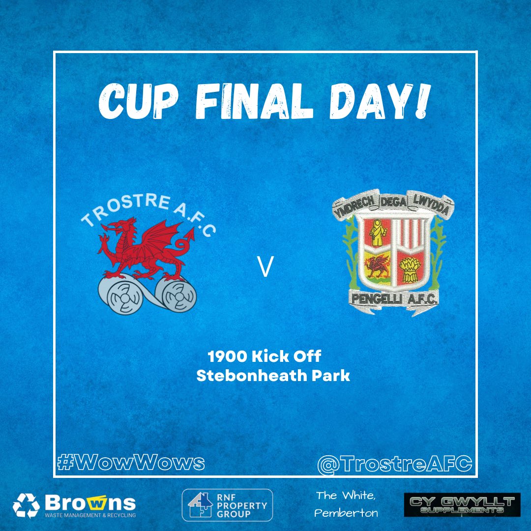 Tonight Dale Rees’ side heads out against @PengelliUnited in hope to win the league and cup double! 

🏆 TG Davies Senior Cup Final 
⚽️ 1900 Kick Off 
📍 Stebonheath Park

Come and show your support! 

#WowWows