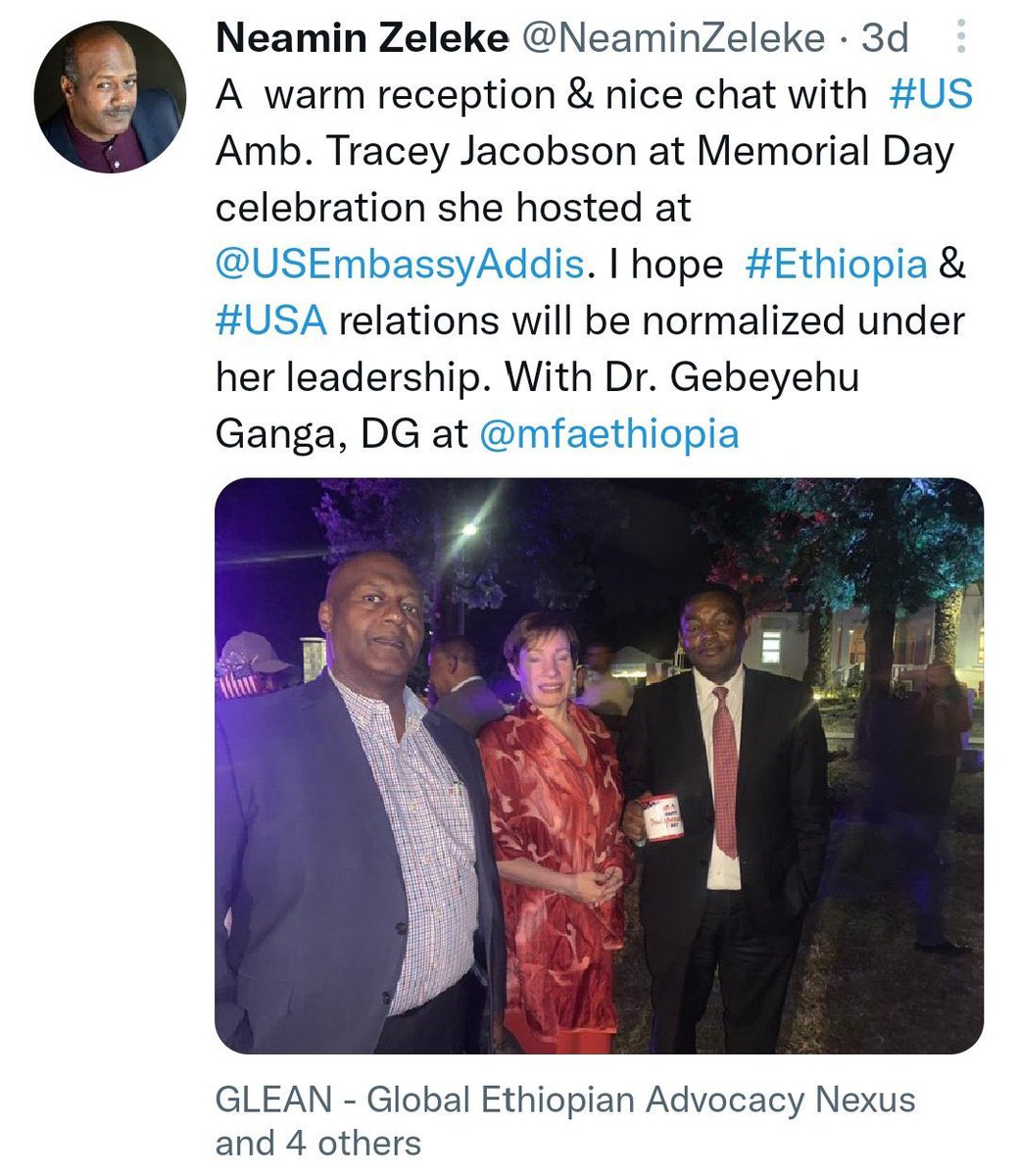 SeifGebre's tweet photo. Why is the US ambassador to Ethiopia associating herself with and even invite to @USEmbassyAddis a well known enabler of #TigrayGenocide?

@StateDept @AsstSecStateAF @SenateForeign @SenateForeign @HouseForeign @HouseForeignGOP 

https://t.co/EK9Cq4ibSd https://t.co/h5ox3ONUMB