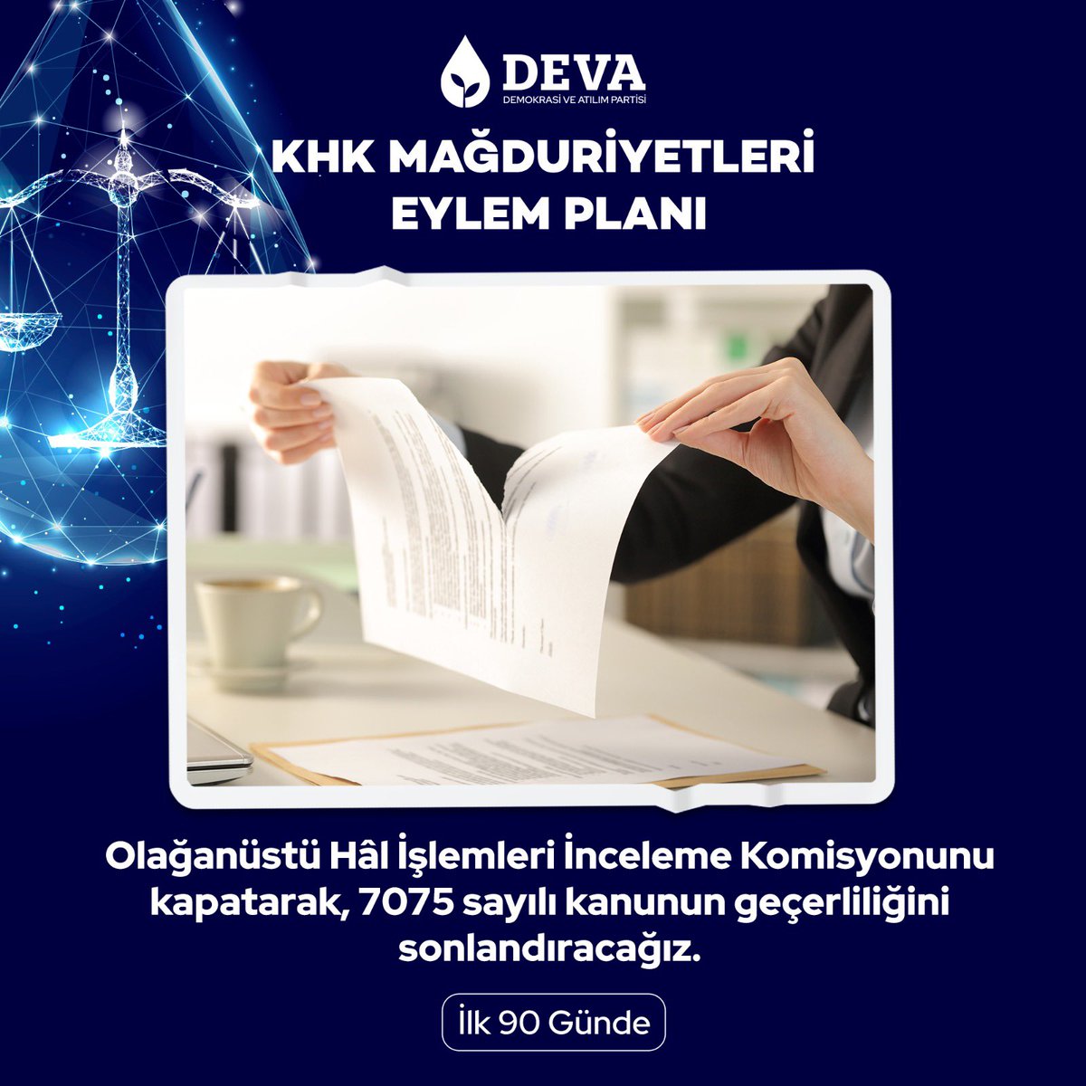 Kamu görevine iade edilen kişilerin yasal, mâli ve sosyal haklarını, iade edeceğiz. Kamu görevine iade edilen kişilerin bütün kısıtlamalarını kaldıracağız. Kamu görevine iade edilen kişilerin yer aldığı listeleri Resmî Gazete’den ve kurum ve kuruluşların kayıtlarından sileceğiz.