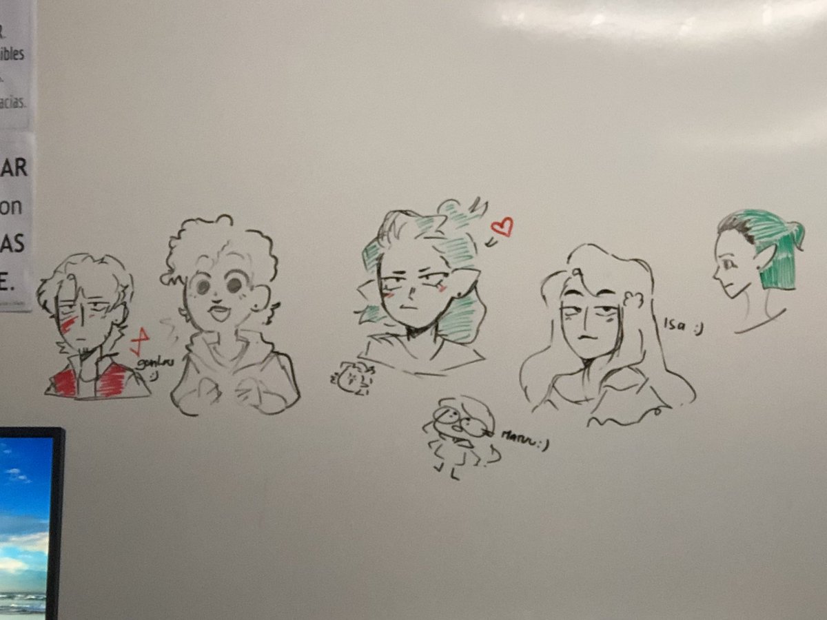 Break time sketches on Uni whiteboard 