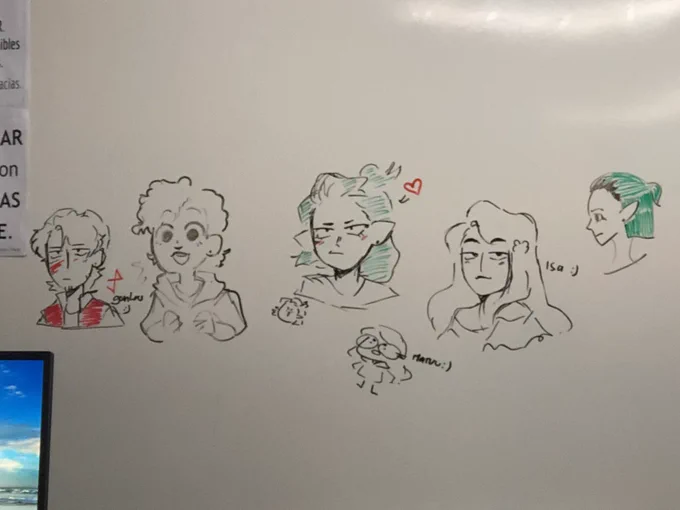 Break time sketches on Uni whiteboard 