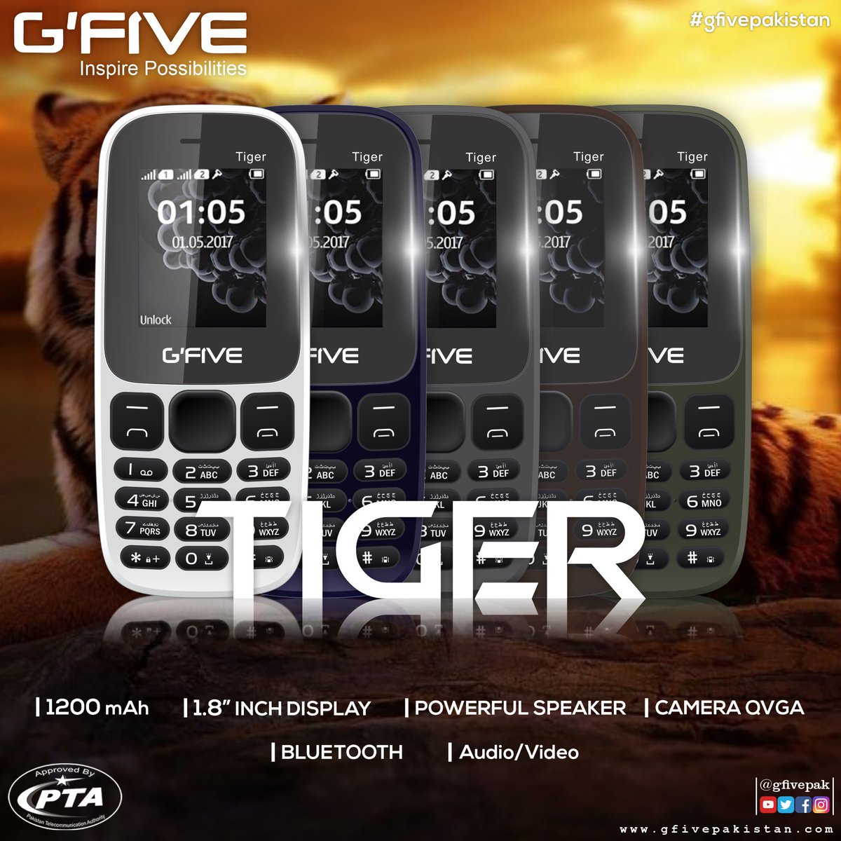 gfivepak's tweet photo. G'Five Featurephone | Tiger | Comes with 1.8" Bright Display | Dual-Sim Support | A Smart Digital Camera | Elegant Design | 1200mAh Battery Long Talk Time | And Many more!
#Gfivepakistan #GfivePak #Gfivefeaturephone #Tiger #MobilePhone #GfiveTiger #1200mAh #FeaturePhone https://t.co/kyIbIESaNI