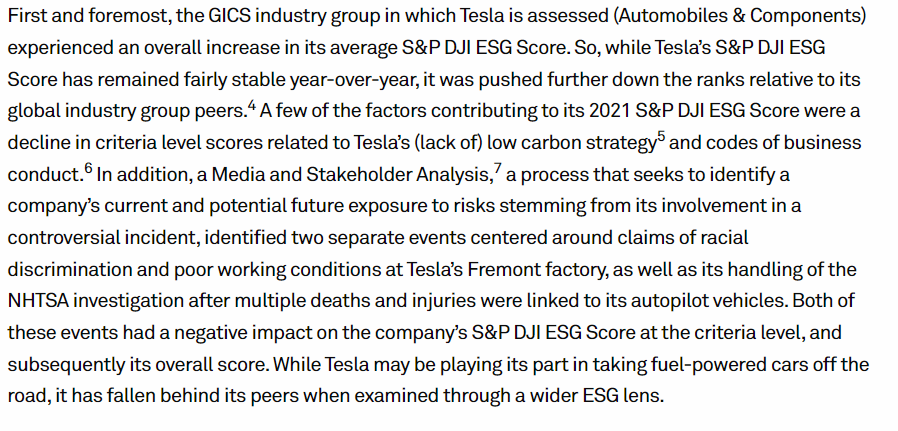 GunjanJS's tweet photo. Didn't realize Tesla was kicked out of an S&amp;P 500 ESG index

https://t.co/8bu3Q5b6J7 https://t.co/kQAxUEqkrF