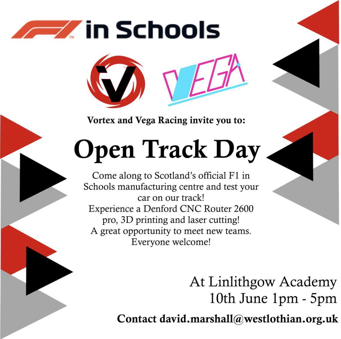 Save the date!! We are hosting an F1 in Schools Open Track Day! Make sure and come along  and test your car, everyone’s welcome!

#f1inschools #f1inschoolsuk #race #openday #tracktesting #CNCrouter #3dprintinguk #lasercutting #f1is #llgf1is #schoolcompetition #team @f1inschoolsuk