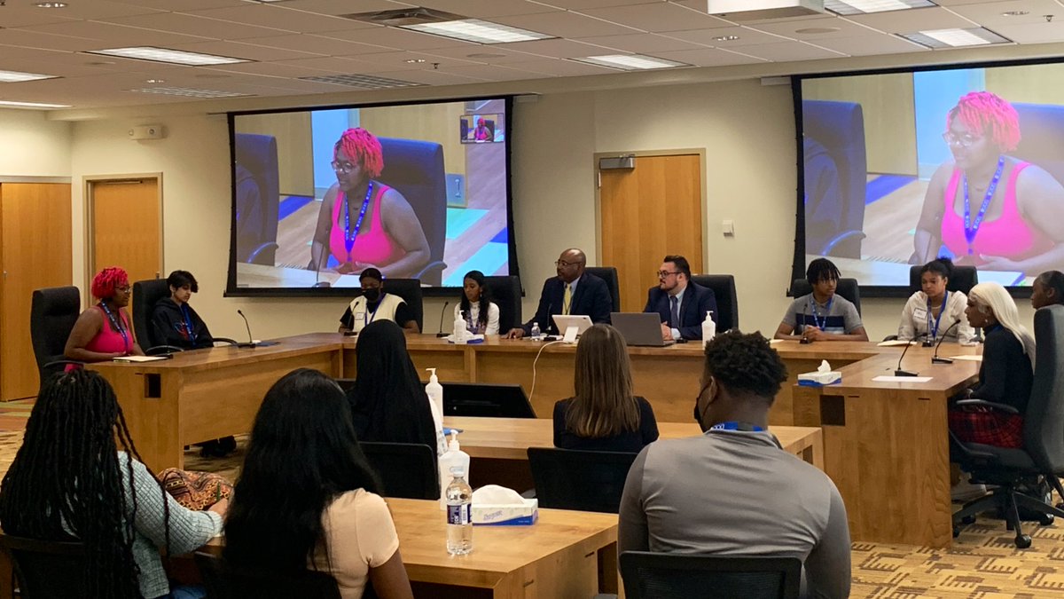 DCIU's tweet photo. The Delco Under Construction: The Work Starts With Us student symposium is under way! Opening with a powerful panel about students’ own lived school experiences. #startswithus https://t.co/6fPCeP4FRz