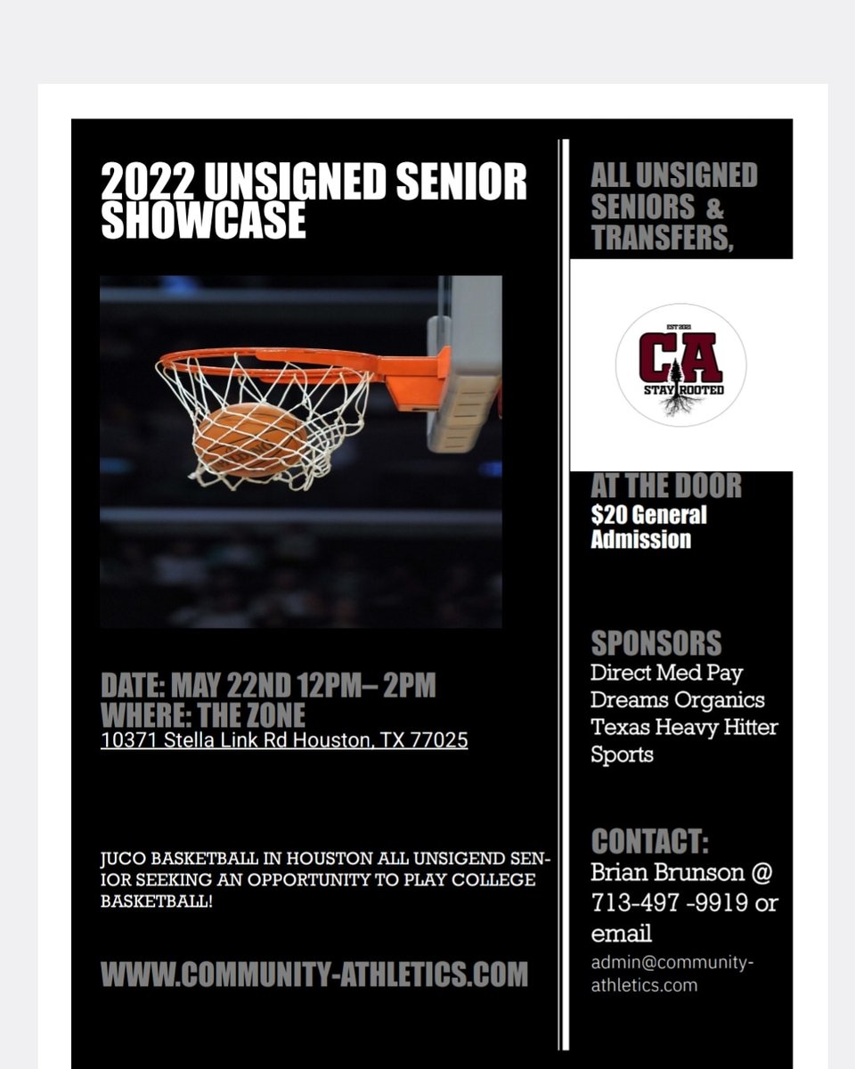 CommunityAthle1's tweet photo. Almost time for all Unsigned Seniors! This Sunday 12-2 pm
You have a home to play at! https://t.co/82XZhPbs4g