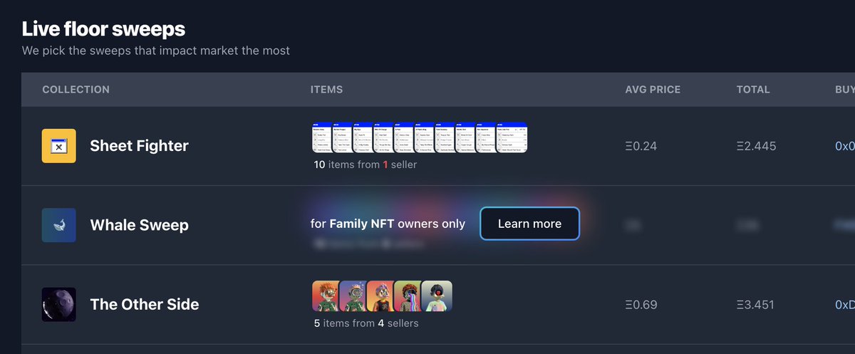 notechain_io's tweet image. Here&apos;s the sneak peak on our new Live Sweeps dashboard! 
You will be able to look through all the latest sweeps and spot all the spooky transactions when they are &quot;sweeping&quot; multiple NFTs, but from the same seller wallet.