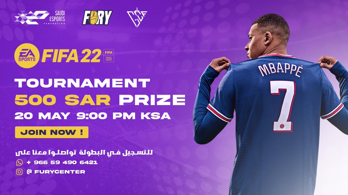 لاعبين فيفا جاهزين ؟؟ 
حياكم الجمعة في اولى بطولات فيفا بالتعاون مع الاتحاد السعودي 😍💚 

للتسجيل في البطولة تواصلوا معنا عبر الرقم التالي +966 59 490 6421