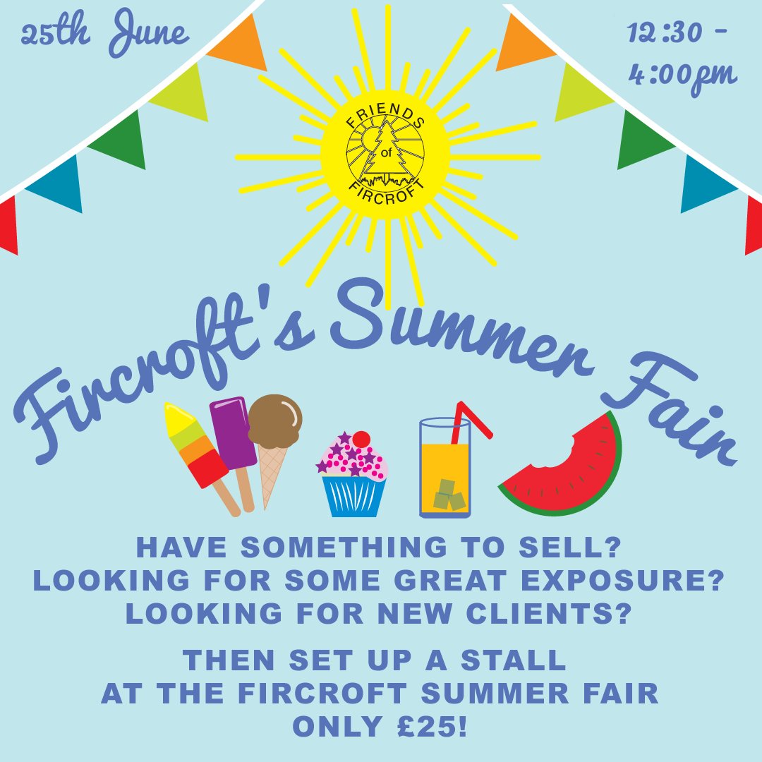 The Fircroft School Summer Fair is coming, and we are looking for external stall holders to join our very popular fair!
Have a product to sell? Searching for new clients? Then look no further!
Stalls are £25!
Interested? Register here:
forms.gle/d3FoMhMe8KsBq7…
#summerfair #tooting
