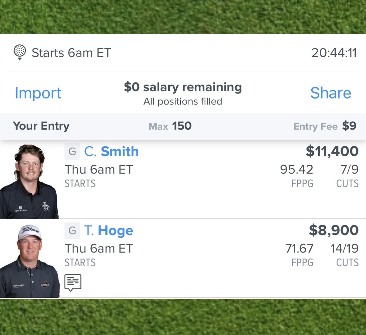 bradgolfs's tweet photo. My picks are in for the #FanDuel #pgachampionship tournament this weekend. Who do you have as winner? https://t.co/Q42fryBq3J