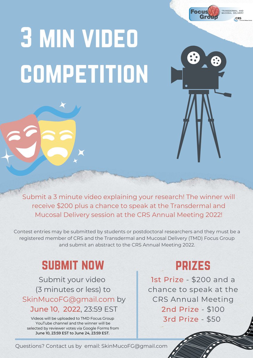 The most awaited moment of the year has arrived: the 3-min video contest!🤩Submit a 3 min video explaining your research to win $200 and the chance to speak at CRS Annual Meeting! All videos will be uploaded on our YouTube channel and open to public vote. All info below. GO!🎬🎥
