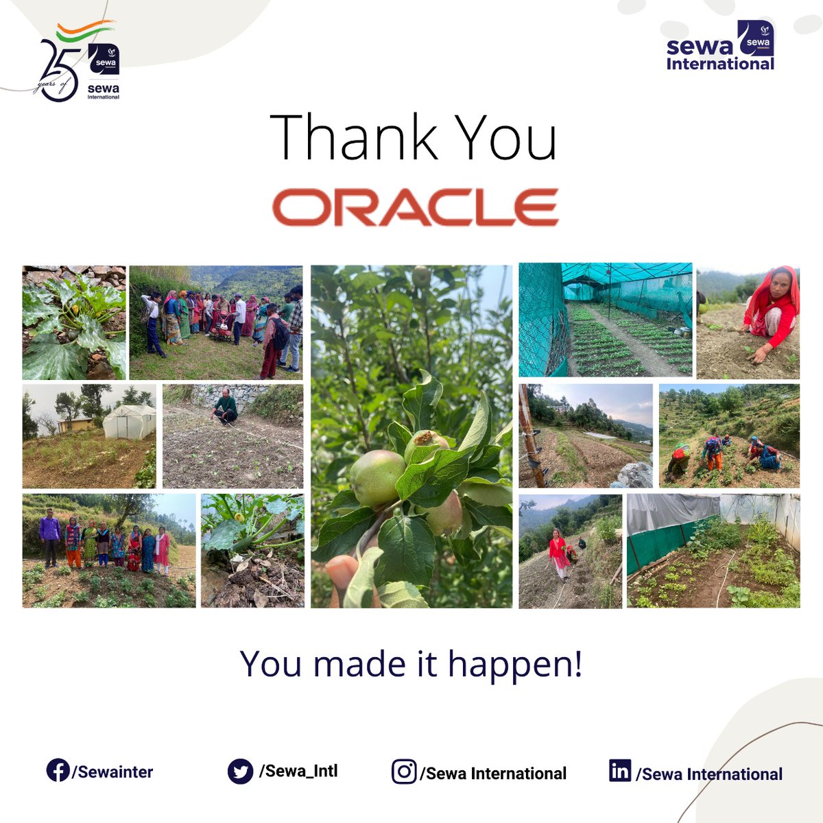 Sewa_Intl's tweet photo. A heartfelt thanks to @Oracle  for assisting us in our project “Sewa Krishi Sansadhan Kendra (SKSK)” to instil the use of farm machinery in villages across Uttarakhand. You made it happen!
.
.
.
#25YearsOfSewa #Uttarakhand #Farmers #AgriculturalDevelopment #GreenIndia #Oracle https://t.co/CYpn2mlbRD