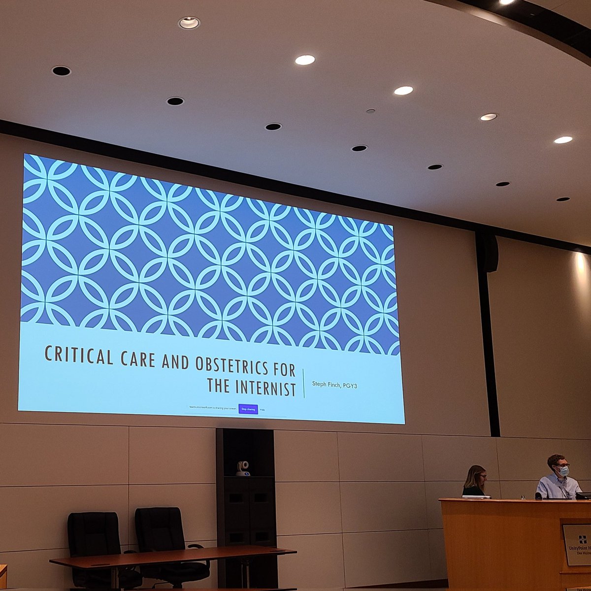Dr. Steph Finch PGY-3 closes out this year's Senior Grand Round series w/ Critical Care &amp; Obstetrics for the Internist. #GrandRounds