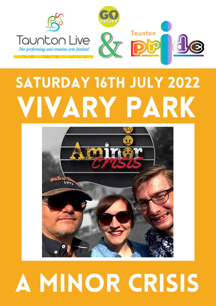 We are so pleased that local band A Minor Crisis will be performing at Vivary Park this year 🎼🫶🌈

A Minor Crisis are an eclectic electro-acoustic trio that relish in performing their favourite songs spanning decades, with a few lovely surprises in the mix.