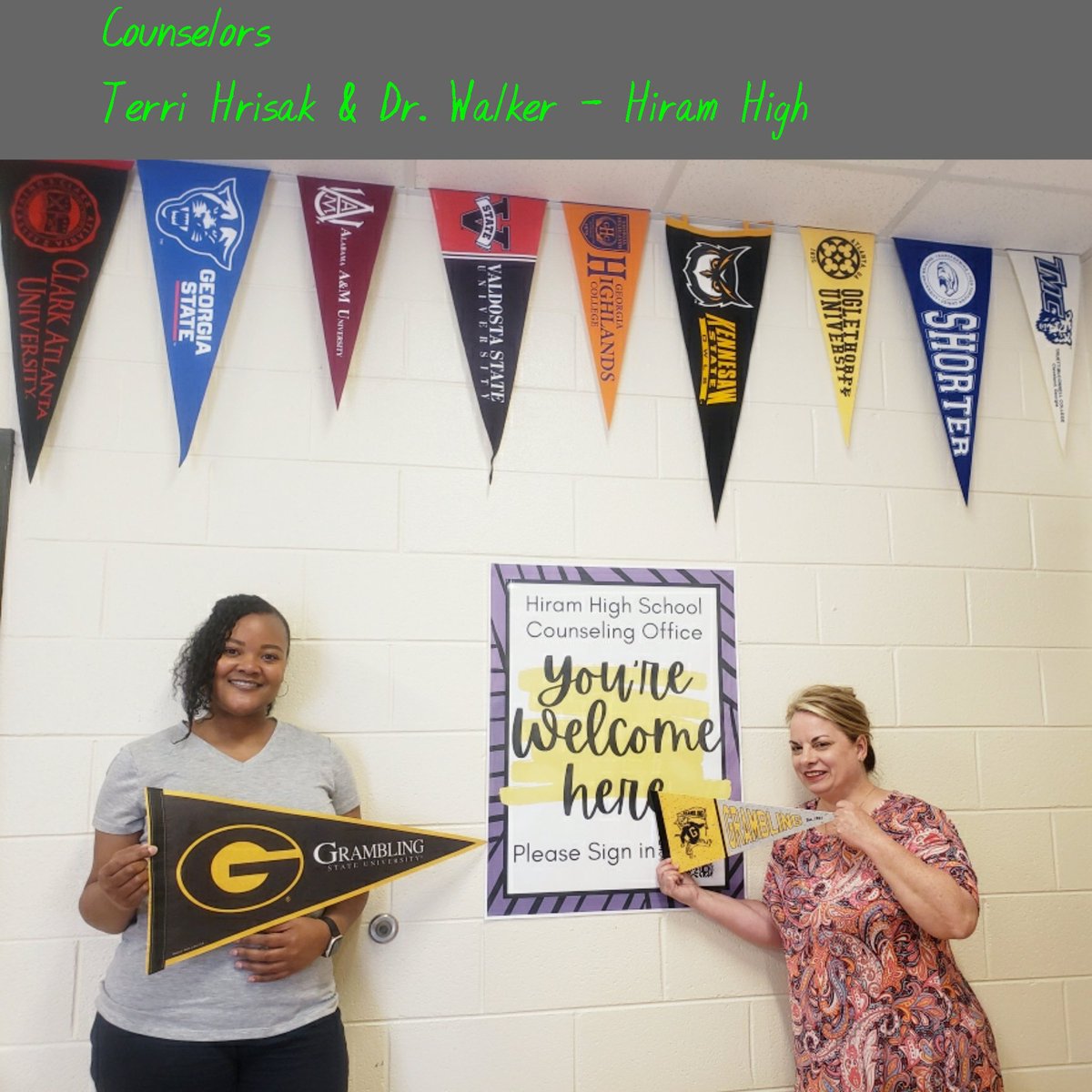 Thanks Hiram High (Paulding County, Ga) Counselors (T. Hrisak &amp; L. Walker) for adding Grambling State University to your suite. 
#❤HiramCounselors
#❤HBCU