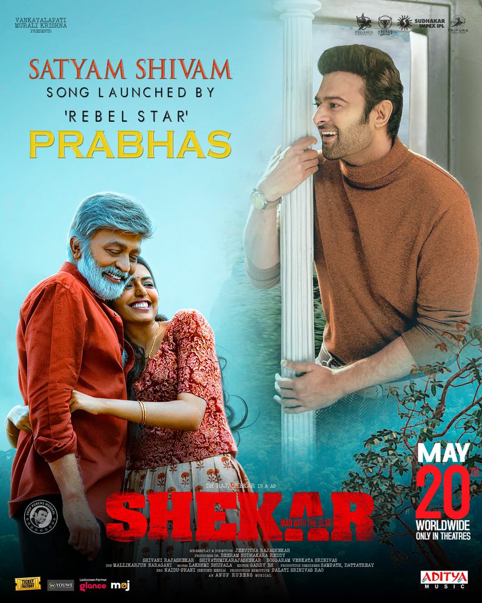 Here's the soulful #SatyamShivam from #Shekar Launched by #Prabhas

- youtu.be/I0oFcXJ129c

🎟️bit.ly/38xhPng

#ShekarOnMay20
@ActorRajasekhar @iMuskaanK #AthmiyaRajan #JeevithaRajashekar @Rshivani_1 @ShivathmikaR @anuprubens