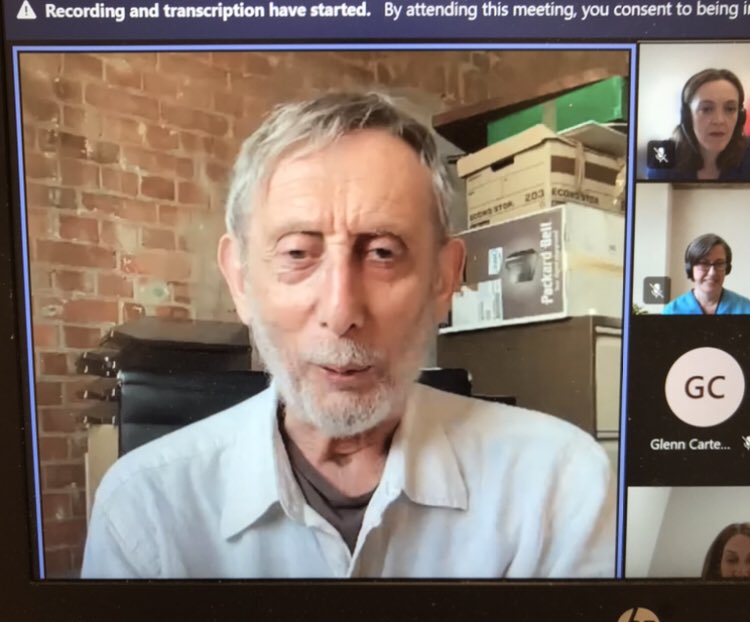 Delighted to listen to Michael Rosen sharing his experience of rehab following Covid 19 #oursltstudyday22