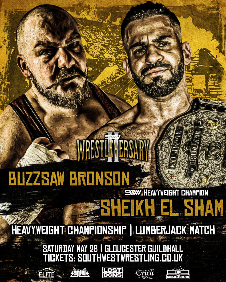 swwwrestling's tweet photo. βοΈ #BuzzsawBronson Vs. #SheikhElSham - SWW Heavyweight Championship | Lumberjack Match
Saturday May 28 | @GlosGuildhall
π https://t.co/VHBE9AengU
#SWW #Wrestleversary #Gloucester https://t.co/0Dq1jtx0pA