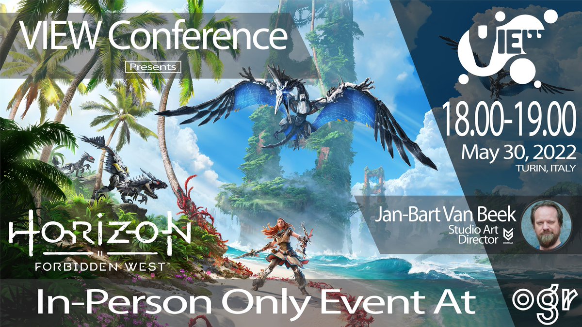 Join <a href="/ViewConference/">VIEW Conference</a>’s EXCLUSIVE talk on “Rise of the Machines: Evolving Creature &amp; Character Animation in @HorizonFWgame” <a href="/janbartvanbeek/">Jan-Bart van Beek</a>! 

viewconference.it/article/682/ev…

 #HorizonForbiddenWest #games #gamedev <a href="/Guerrilla/">Guerrilla</a> #animation #art #art #gameart #conceptart #3dart #storytelling