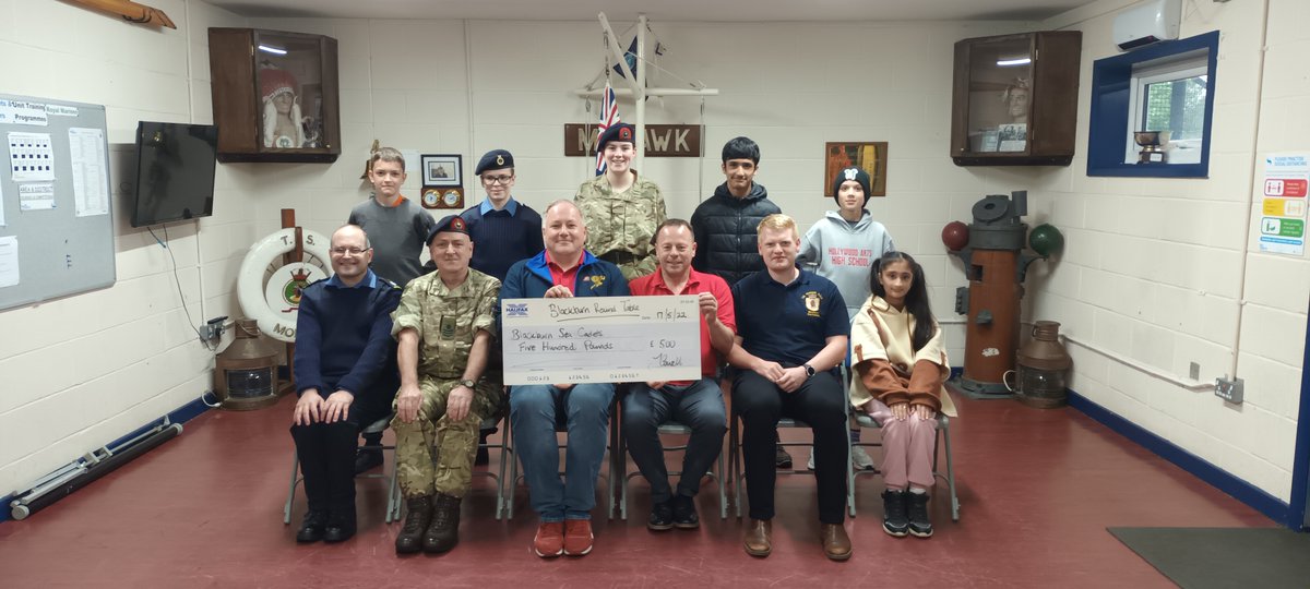 This week we presented Blackburn Sea Cadets with a cheque for £500. The donation was given as the Sea Cadets helped us on a couple of Santa Sleigh routes last year. The money will be used to subsidise events and activities.