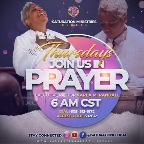 saturationgbl's tweet photo. Prayer is is privilege and a priority at SMG!!!
Join us on the prayer line tmrw at 6am as we call on the one who hears and answers.
#saturationglobal
#pray🙏 https://t.co/CPgSkshD03