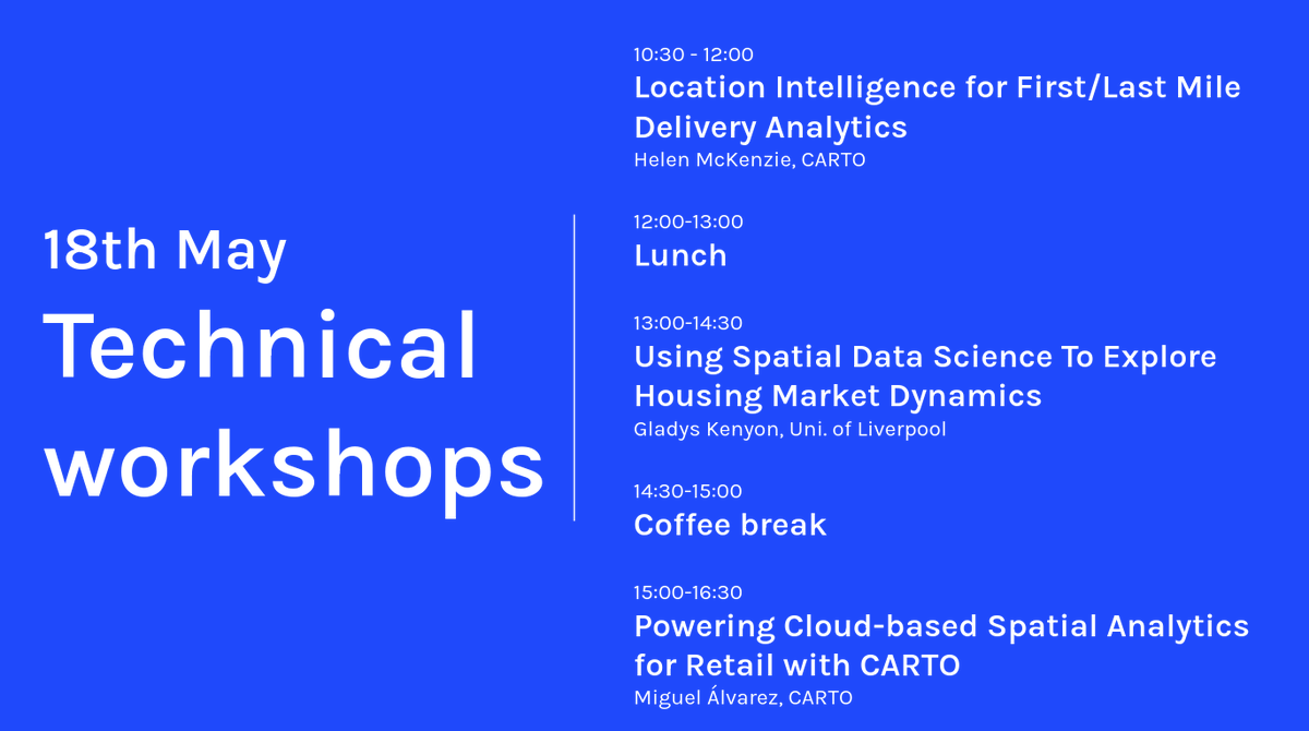 eulerspatial's tweet photo. Really enjoyed the workshops today at the spatial data science conference #SDSC22 by @CARTO . Looking forward to the talks tomorrow and meeting more people.
#spatialmodelling #spatialdatascience #spatialsql #retailmapping https://t.co/GCEqH59rfp