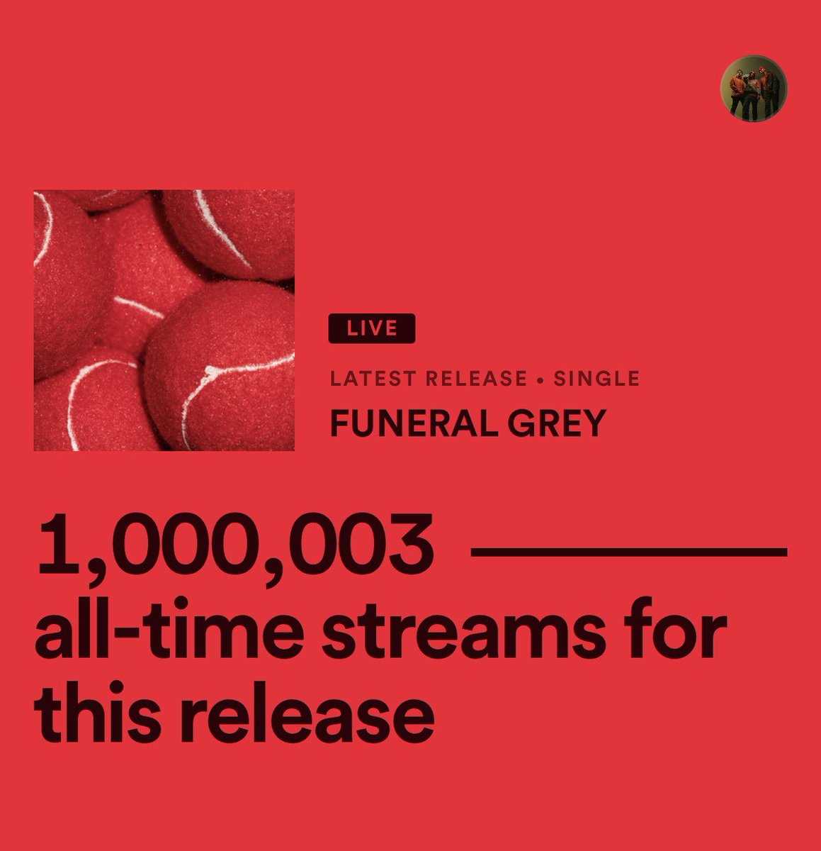 A MILLION STREAMS ON FUNERAL GREY IN LESS THAN A WEEK 🔴 THIS IS A NEW RECORD FOR WATERPARKS THANK YOU VERY MUCH

STREAM HER NOW 🔴 open.spotify.com/playlist/3Tj6L…