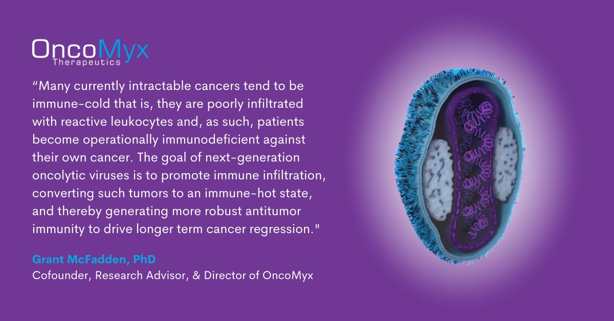 OncoMyx (@oncomyx) on Twitter photo In a recent article, our cofounder <a href="/grantmcf_grant/">Grant McFadden</a> spoke with <a href="/NaturePortfolio/">Nature Portfolio</a> on the next generation of #oncolyticviruses and #cancer-fighting #immunotherapies.
Read more: nature.com/articles/s4385…
#myxoma #myxomavirus #cancers #oncolytic #immunotherapy #oncology In a recent article, our cofounder <a href="/grantmcf_grant/">Grant McFadden</a> spoke with <a href="/NaturePortfolio/">Nature Portfolio</a> on the next generation of #oncolyticviruses and #cancer-fighting #immunotherapies.
Read more: nature.com/articles/s4385…
#myxoma #myxomavirus #cancers #oncolytic #immunotherapy #oncology
