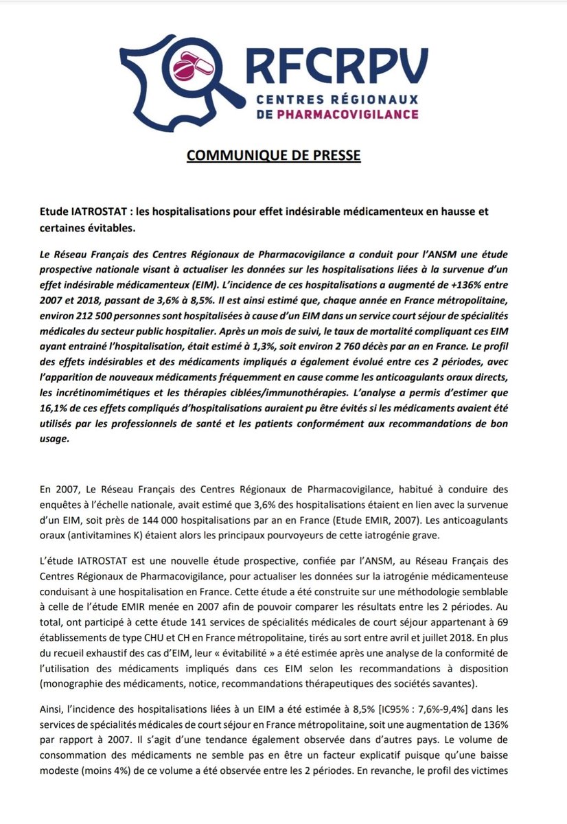 Reseau_CRPV's tweet photo. 📢 Communication des résultats de l'étude IATROSTAT sur la iatrogénie médicamenteuse en France

🔶️ Les hospitalisations pour effet indésirable médicamenteux en hausse et certaines évitables

➕️ d'info ⤵️ https://t.co/Q6ik5exoib