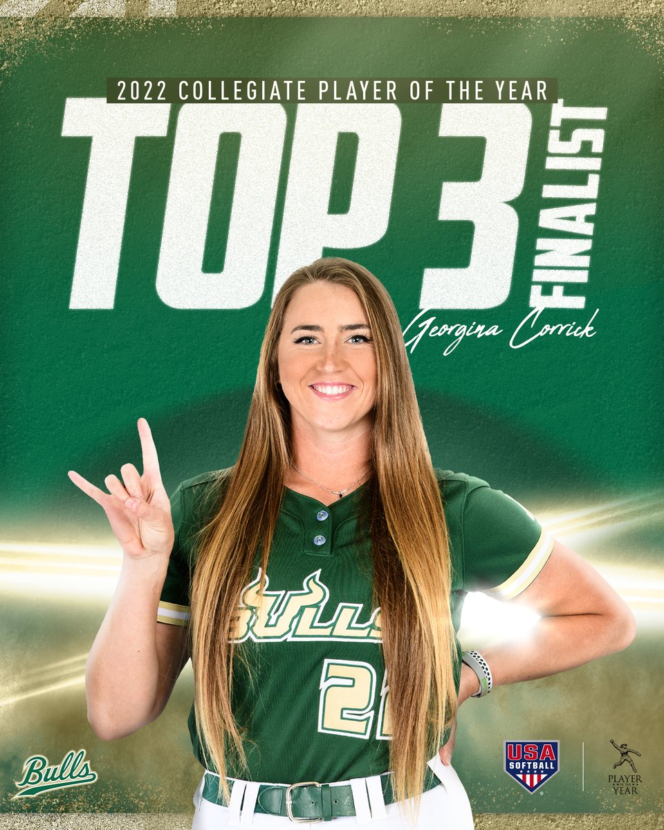 USFSoftball's tweet photo. BEST 👏 OF 👏 THE 👏 BEST 👏

@georgecorrick is one of three finalists for the @USASoftball Collegiate Player of the Year award! 🙌  

📰 https://t.co/zIrjzhLKir https://t.co/r9eTBizcFu