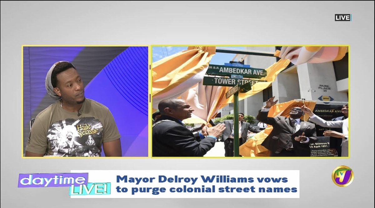 televisionjam1's tweet photo. Kingston Mayor Delroy Williams has vowed to launch a campaign to scrub some colonial-era street names from the capital city.
What are your thoughts on this?
#TVJDaytimeLive #TVJDTL #daytimeLIVE https://t.co/ZZoMtFaKEK