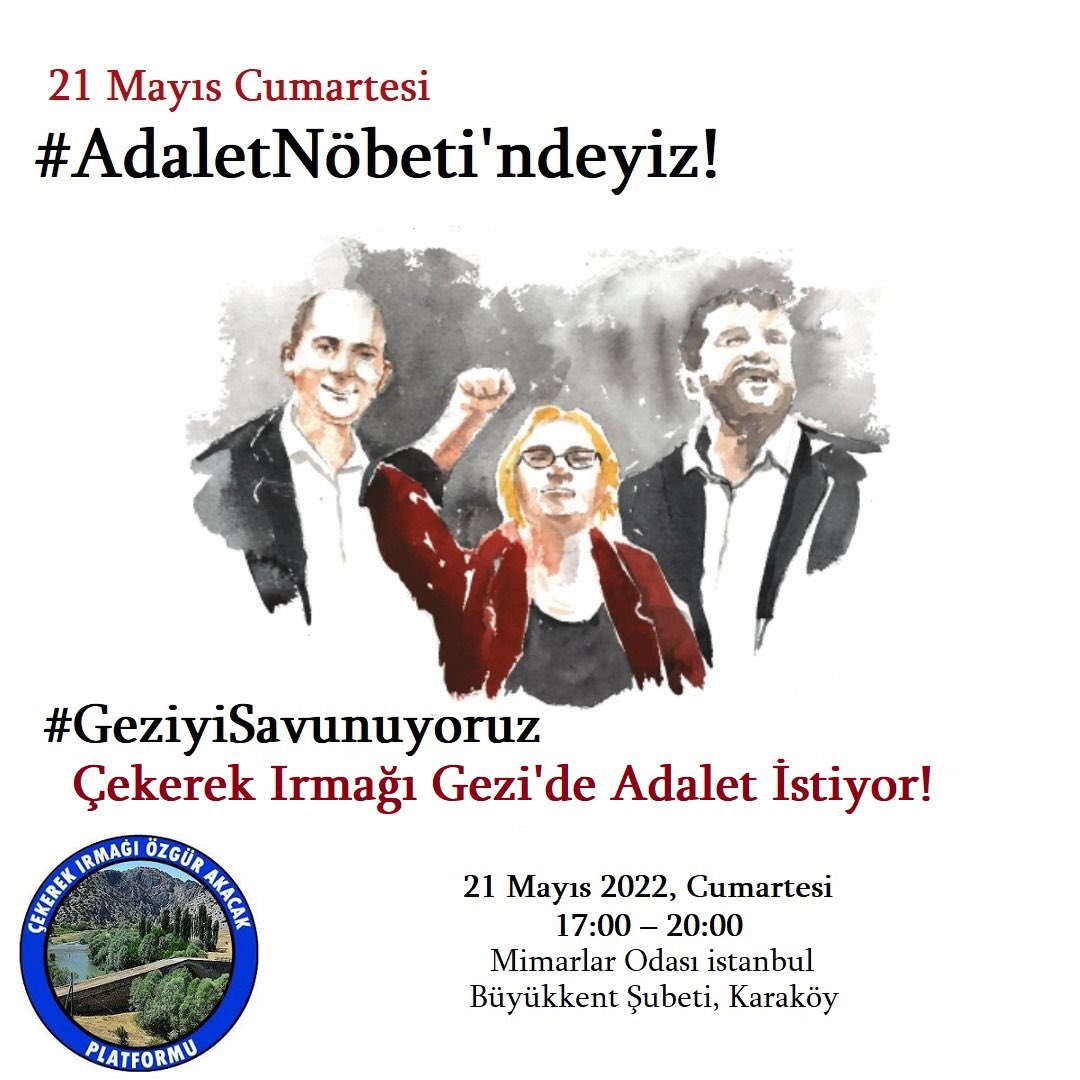 CekerekIrmagi's tweet photo. 21 Mayıs Cumartesi günü Gezi'nin adalet arayışının yanında olacağız #AdaletNöbeti'l
#GeziyeÖzgürlük https://t.co/A8LUMewOmk
