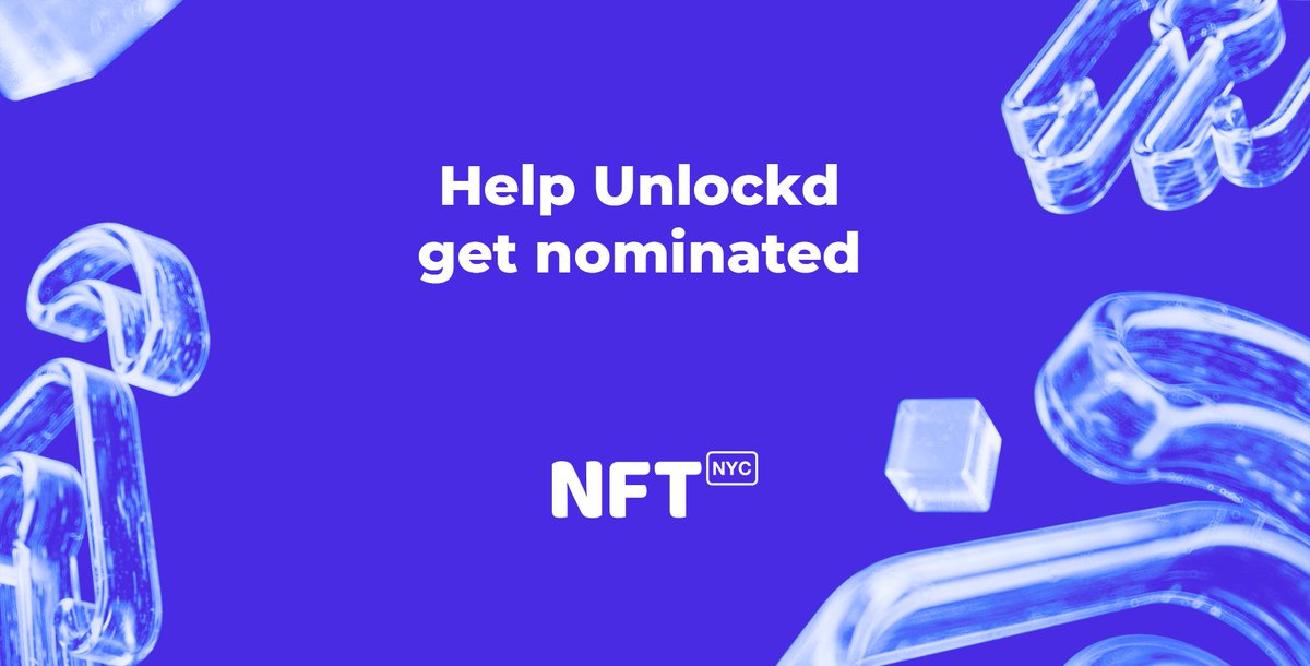 Some community members and OGs are nominating Unlockd for the <a href="/NFT_NYC/">NFT.NYC</a> Awards.

Want to help us out? 

1⃣ Go to nft.nyc/awards#submit

2⃣ In the 5th section, "Legal &amp; Finance", enter <a href="/Unlockd_Finance/">The Lockeys - by Unlockd</a> for "Best Collaboration between DeFi and NFTs"

3⃣ Send vote &amp; confirm email