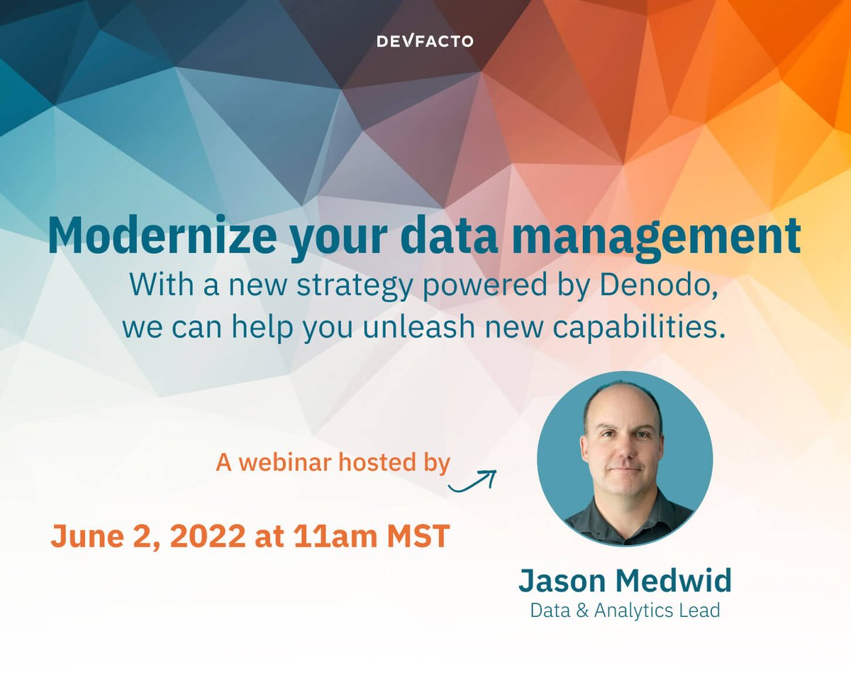 Find out how to unlock the value of your organization’s data through a modern approach. Learn why prior approaches don’t (can’t!) work, and how we can improve your data provisioning efforts.

Register now–devfac.to/38GdEFM

#webinar #datamanagement #datavirtualization