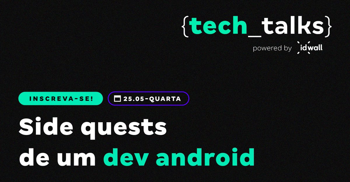 Está chegando o nosso primeiro tech_talks do ano!
Preparamos um encontro com a comunidade de Android para bater um papo sobre Side Quests e Pirâmide de testes e compartilhar case do assunto. 
Para se inscrever no nosso evento e conhecer mais, acesse: bit.ly/meetupidwallan…