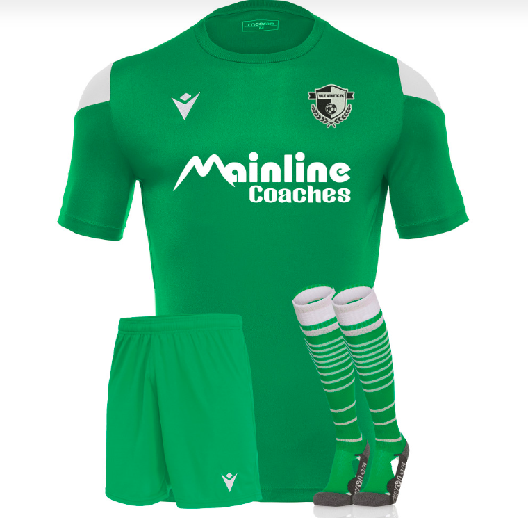 ValeAthleticFC's tweet photo. BIG ANNOUNCEMENT! | Vale Athletic are delighted to reveal the launch of our new home kit for the 2022/23 season!

Manufactured by sportswear provider @MacronCardiff and sponsored by Mainline Coaches.

💻- https://t.co/4zv7kHhd6F 

🟢⚪️#HalaVale https://t.co/2jZnnrYmw8